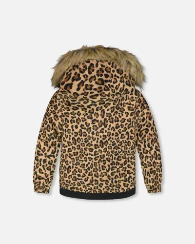 Deux Par Deux Two-piece Play Snowsuit With Animal Jacket In Brown