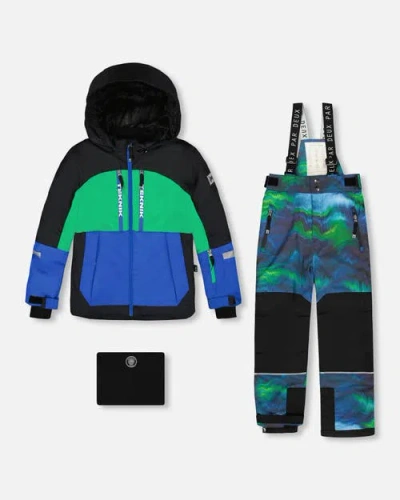 Deux Par Deux Boy Two-piece Teknik Snowsuit In Green