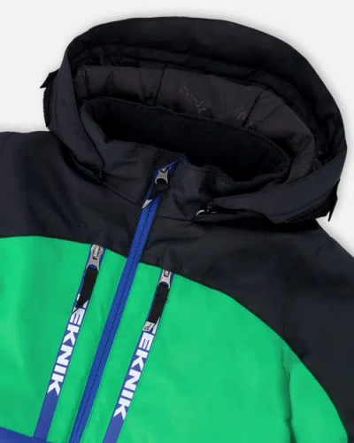 Deux Par Deux Boy Two-piece Teknik Snowsuit In Green