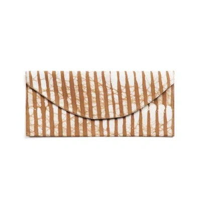 Studio Variously Oak Brown Stripes Cotton Wax Block Printed Zero Waste Envelope Pouch