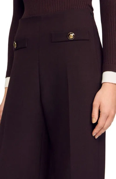 Sandro Flared Trousers In Brown