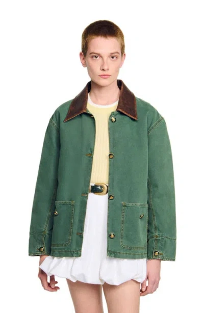 Sandro Workwear Jacket In Green