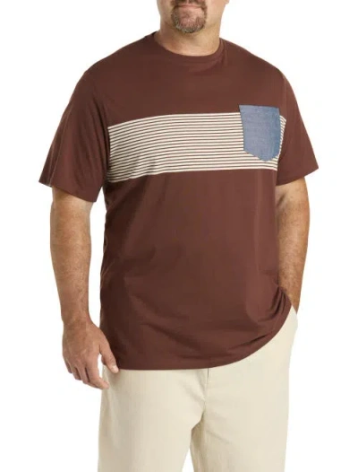 Harbor Bay By Dxl Big & Tall Moisture-wicking Colorblock T-shirt In Brown