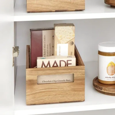 Idesign Acacia Wood Pantry Storage Bin With Handles In Brown