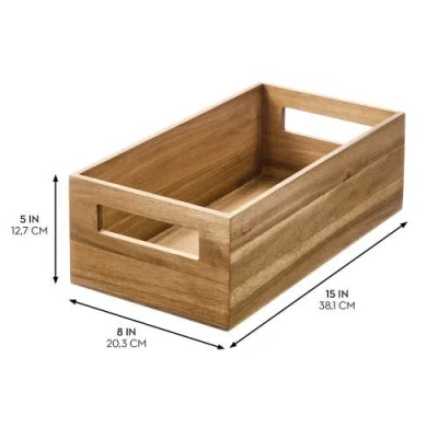 Idesign Acacia Wood Pantry Storage Bin With Handles In Brown