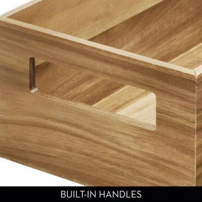 Idesign Acacia Wood Pantry Storage Bin With Handles In Brown
