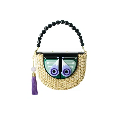 Gissa Bicalho Women's Purple / Green Handmade Acrylic Bag Haf Moon Butterfly Purple In Multi
