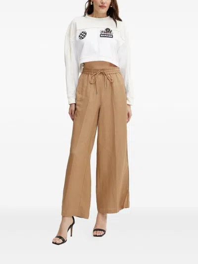 Pinko Checkered Sequin Cropped Sweater In Neutral