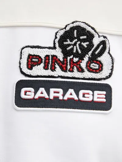 Pinko Checkered Sequin Cropped Sweater In Neutral