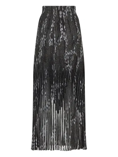 Missoni Patterned-jacquard Metallic-knit Midi Skirt In Gray