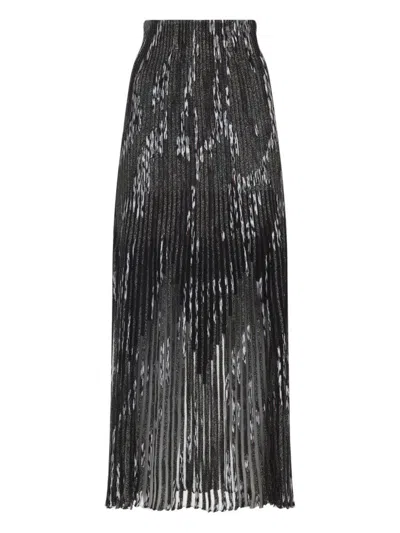 Missoni Patterned-jacquard Metallic-knit Midi Skirt In Gray
