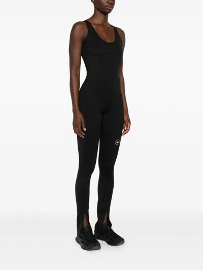 Adidas By Stella Mccartney Split-leg Training Jumpsuit In Black