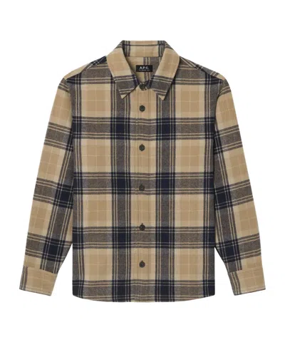 Apc A.p.c. A.p.c. Bobby Tartan Wool Overshirt In Brown