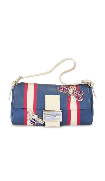 Fwrd Renew Fendi Insect Baguette Shoulder Bag In Blue
