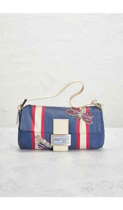 Fwrd Renew Fendi Insect Baguette Shoulder Bag In Blue