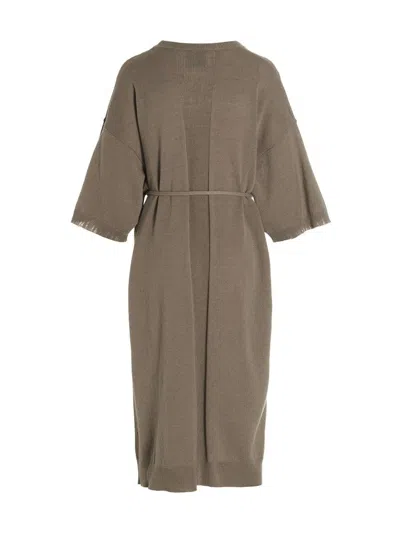 Nude Beige Knit Long Dress In Brown