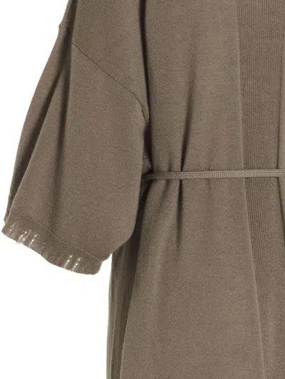 Nude Beige Knit Long Dress In Brown
