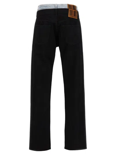 Vtmnts Denim Jeans With Contrast Double Waist Detail In Black