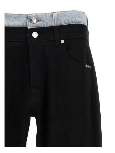 Vtmnts Denim Jeans With Contrast Double Waist Detail In Black
