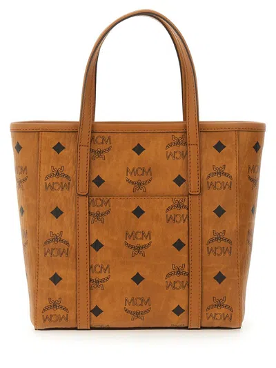 Mcm Structured Brown Tote Bag With Versatile Carry Options In Brown