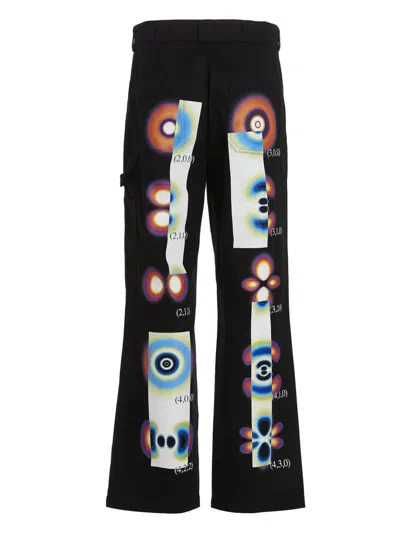 Msftsrep Hydrogen Wave Straight-leg Relaxed-fit Cotton-twill Trousers In Black