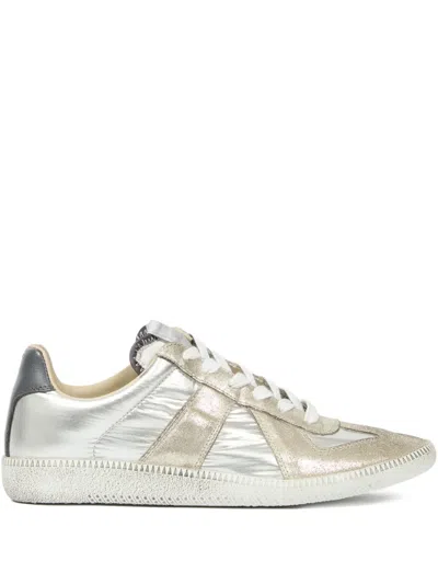 Maison Margiela Contemporary Low Top Sneakers With Contrast Panels In Silver