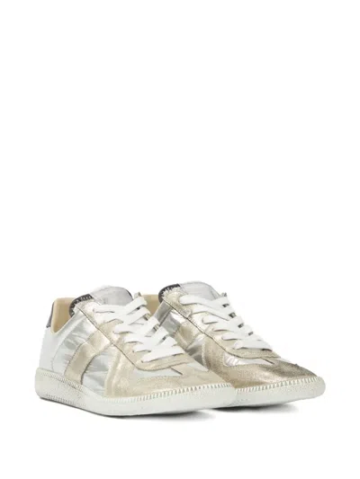 Maison Margiela Contemporary Low Top Sneakers With Contrast Panels In Silver