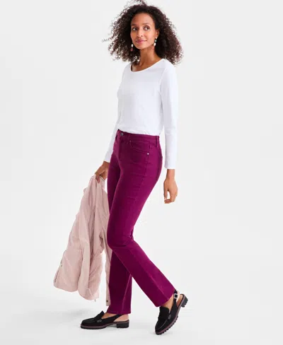 Style & Co Style Co Womens Straight Leg High Rise Twill Pants 2 28w Created For Macys In Burgundy