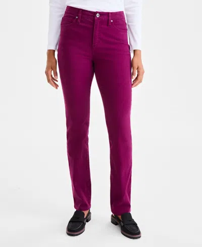 Style & Co Style Co Womens Straight Leg High Rise Twill Pants 2 28w Created For Macys In Burgundy