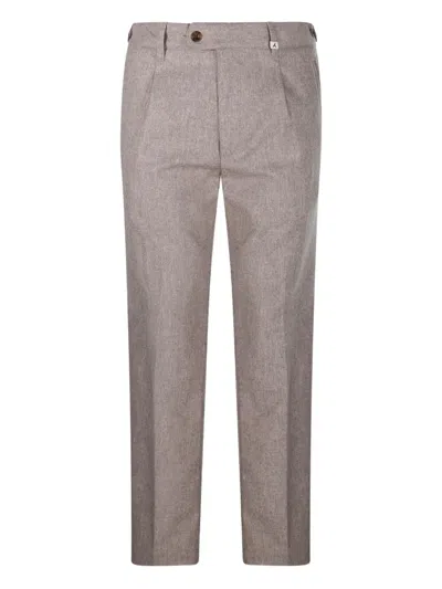 Myths Tailored Long Pants With Subtle Texture And Pleated Front In Gray
