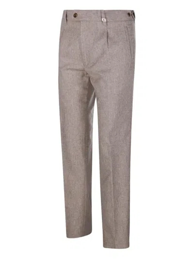 Myths Tailored Long Pants With Subtle Texture And Pleated Front In Gray