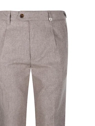 Myths Tailored Long Pants With Subtle Texture And Pleated Front In Gray