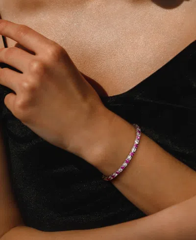 Macy's Lab Created Gemstone Flex Bracelet In Sterling Silver In Multi