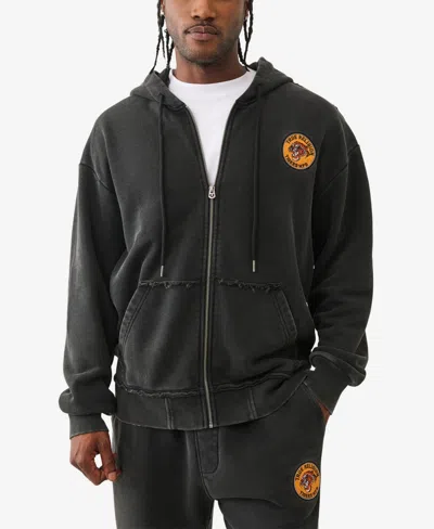 True Religion Tiger Vintage Zipper Hoodie In Black