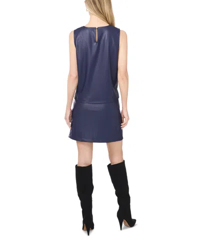 Vince Camuto Women's Faux-leather Sleeveless Crewneck Top In Blue