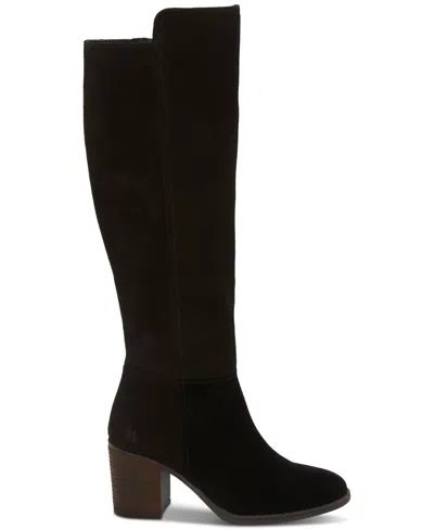 Lucky Brand Lk-bonnay-x Womens Extra Wide Calf Leather Knee-high Boots In Black