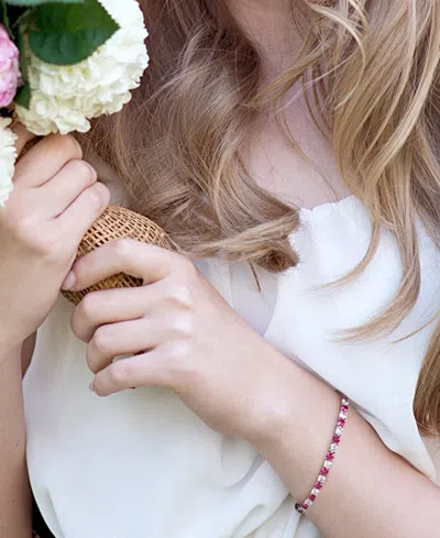 Macy's Lab Created Gemstone Flex Bracelet In Sterling Silver In Multi