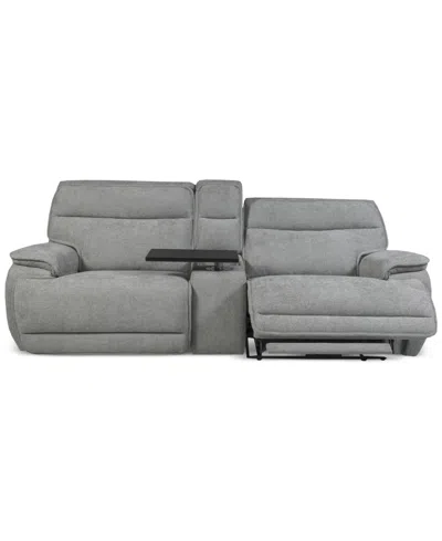 Macy's Ozryn 3-pc. Fabric Sofa With Console And 2 Power Motion Chairs, Exclusively At  In Gray