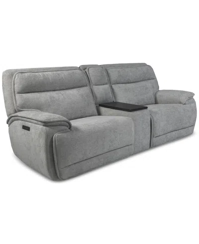 Macy's Ozryn 3-pc. Fabric Sofa With Console And 2 Power Motion Chairs, Exclusively At  In Gray