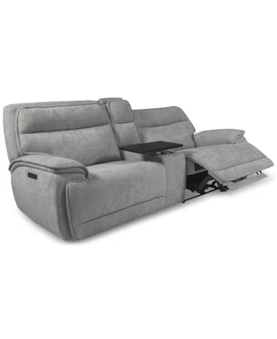 Macy's Ozryn 3-pc. Fabric Sofa With Console And 2 Power Motion Chairs, Exclusively At  In Gray