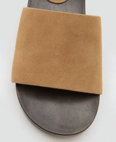 Mango Suede Flat Mule In Brown