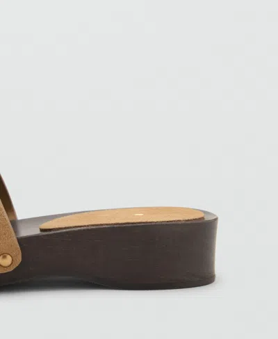 Mango Suede Flat Mule In Brown