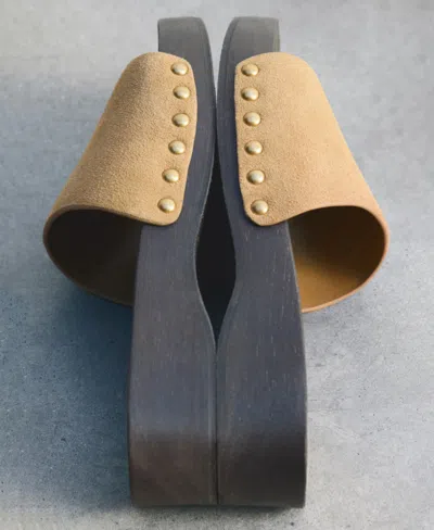 Mango Suede Flat Mule In Brown