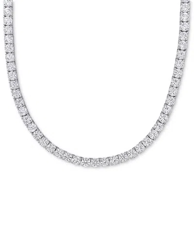 Macy's Lab Grown White Sapphire Tennis Necklace (33 Ct. T.w.) In Sterling Silver, 18" (also Available In 18 In Brown