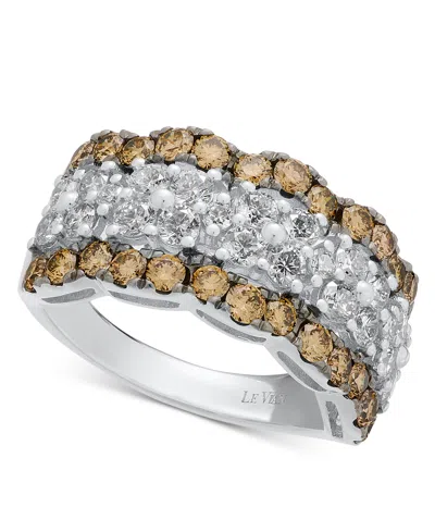 Le Vian Nude Diamond & Chocolate Diamond Scalloped Multirow Ring (2-1/4 Ct. T.w.) In 14k Rose Gold In Silver