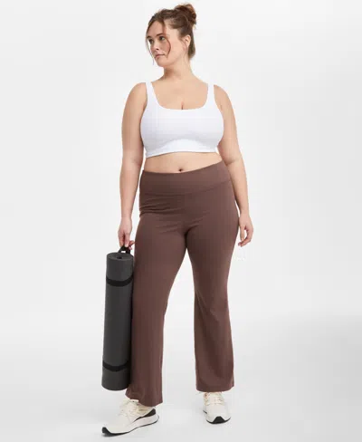 Id Ideology Plus Size High Rise Flared Leggings, Created For Macy's In Brown