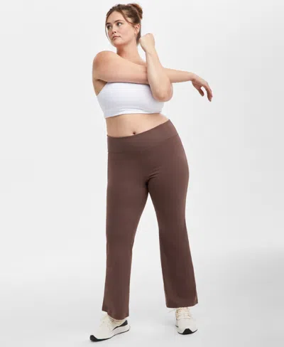 Id Ideology Plus Size High Rise Flared Leggings, Created For Macy's In Brown