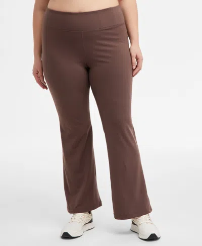 Id Ideology Plus Size High Rise Flared Leggings, Created For Macy's In Brown