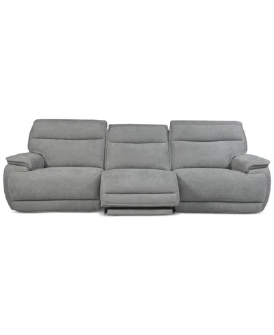 Macy's Ozryn 3-pc. Fabric Sofa With 3 Power Motion Chairs, Exclusively At  In Silver