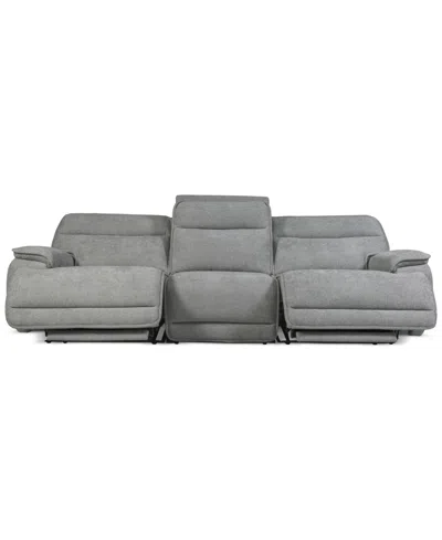Macy's Ozryn 3-pc. Fabric Sofa With 3 Power Motion Chairs, Exclusively At  In Silver
